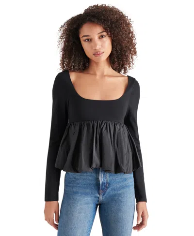 Steve Madden Women's Avielle Long-sleeve Peplum Top In Black