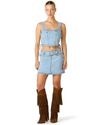 Steve Madden Women's Babe Square Neck Top In Blue