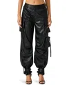 Steve Madden Duo Faux Leather Wide Leg Cargo Pants In Black