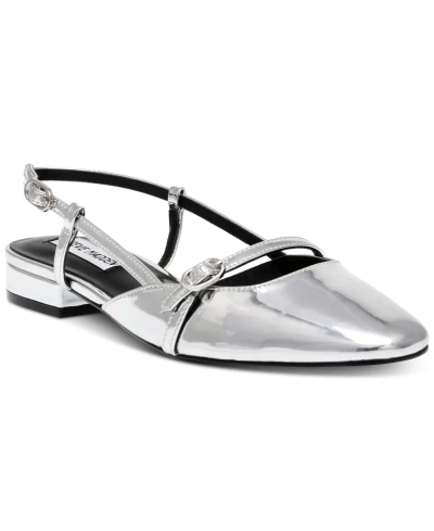 Steve Madden Women's Bayli Strappy Slingback Flats In Silver Mirror Metallic