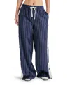 Steve Madden Beckham Stripe Drawstring Pants In Navy Pinstripe