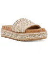 Steve Madden Women's Bellar Raffia Platform Footbed Slide Sandals In Natural Raffia,rhinestone