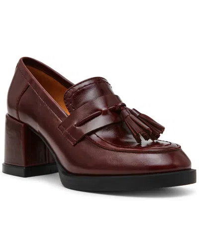 Steve Madden Women's Bettie Block Heel Tassel Loafer Pumps In Burgundy
