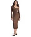 Steve Madden Bevelyn One-shoulder Long Sleeve Body-con Midi Dress In Coco