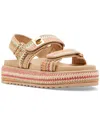 Steve Madden Bigmona Raffia Slingback Platform Sandal In Bright Woven Multi