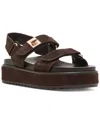 Steve Madden Bigmona Raffia Slingback Platform Sandal In Brown Suede
