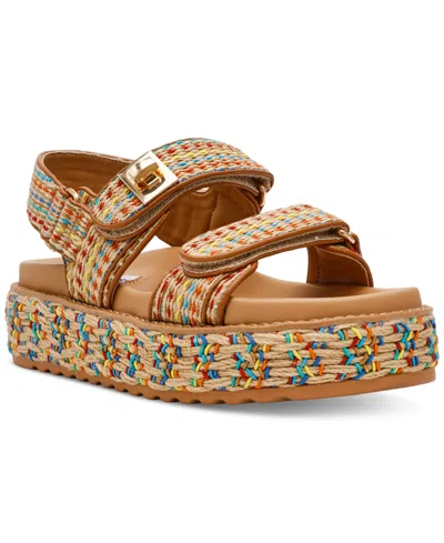 Steve Madden Women's Bigmona Platform Footbed Sandals In Multi Raffia