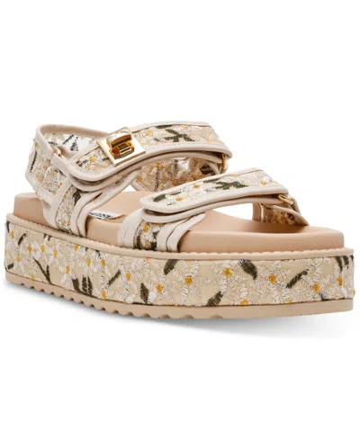 Steve Madden Women's Bigmona Platform Footbed Sandals In Natural Floral