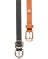 Steve Madden Women's Black & Cognac Faux Leather 2 Piece Belt Set In Black,cognac