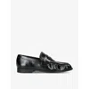 Steve Madden Womens Black Gala Faux-leather Penny Loafers In Black