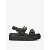 Steve Madden Womens Black Millo Double-strap Flat Raffia Sandals In Black