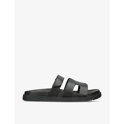 STEVE MADDEN WOMENS BLACK MISSILE MULTI-STRAP FLAT LEATHER SANDALS EUR 40 / 7 UK
