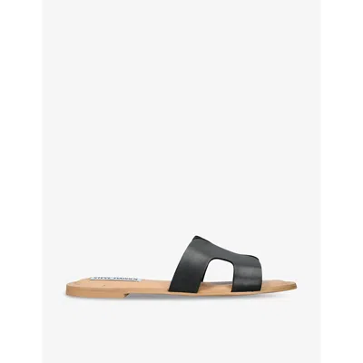 Steve Madden Womens Black Zarnia Cut-out Strap Leather Sandals