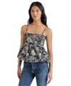 Steve Madden Women's Bodi Floral Brocade Peplum Top In Black