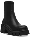 Steve Madden Liberti Womens Pull-on Block Heel Mid-calf Boots In Black