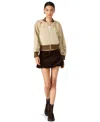 Steve Madden Bray Cotton Crop Bomber Jacket In Brown