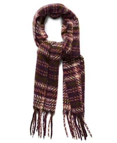 Steve Madden Women's Brushed Twill Tartan Lofty Scarf In Brown