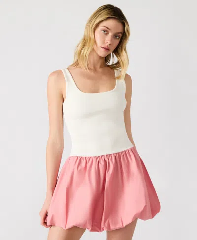 Steve Madden Linnea Mixed Media Bubble Hem Cotton Minidress In Multi