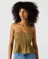 Steve Madden Cambria Strapless Smocked Peplum Top