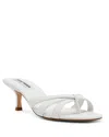 Steve Madden Cary Heeled Sandal In White Leather