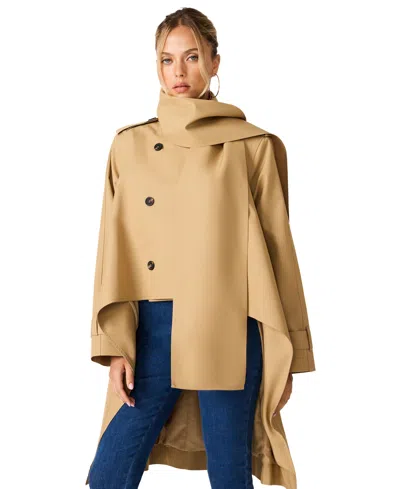 Steve Madden Women's Caspian Cotton-blend Storm-flap Trench Coat In Miltary Khaki