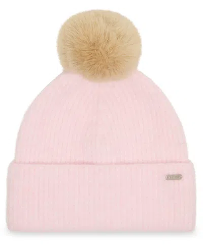 Steve Madden Women's Caught Brushed Fine Rib Knit Beanie In Pink