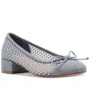 Steve Madden Women's Cherish Block-heel Ballet Flats In Denim Mesh Rhinestone