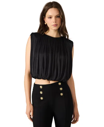 Steve Madden Women's Cherra Crewneck Bubble Hem Top In Black