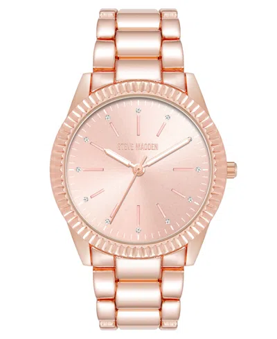 Steve Madden Women's Coin Edge Rose Gold-tone Alloy Metal Bracelet Watch, 36mm