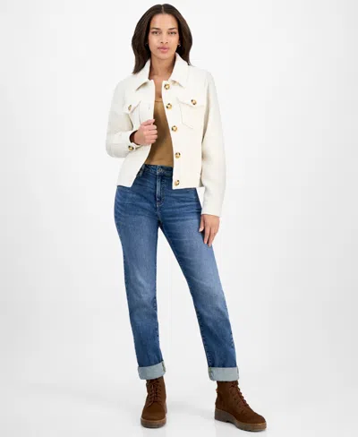 Steve Madden Women's Collared Button-front Jacket In White