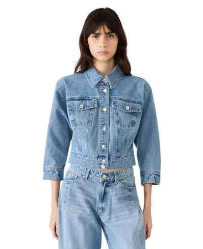 Steve Madden Women's Collared Neck Jacket In Blue