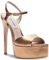 Steve Madden Cologne Womens Suede Peep-toe Platform Sandals In Bronze Metallic