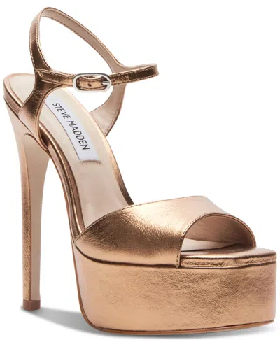 Steve Madden Women's Cologne Two-piece Platform Dress Sandals In Bronze Metallic