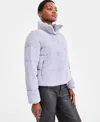 Steve Madden Women's Corduroy Zip-front Puffer Coat In Blue