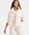 Steve Madden Women's Corduroy Zip-front Puffer Coat In Neutral