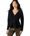 Steve Madden Courtney Rib Peplum Cardigan In Black