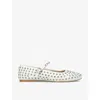Steve Madden Womens Cream Vinetta Stud-embellished Woven Ballet Flats In Cream