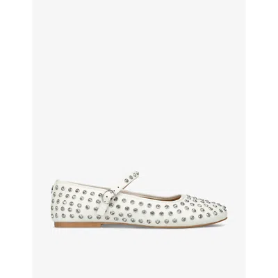Steve Madden Womens Cream Vinetta Stud-embellished Woven Ballet Flats