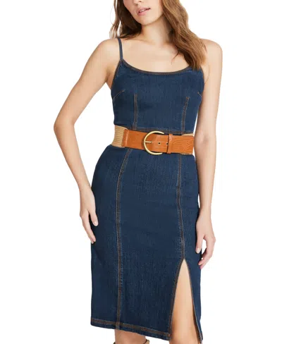 Steve Madden Women's Croc-embossed Stretch Belt In Cognac