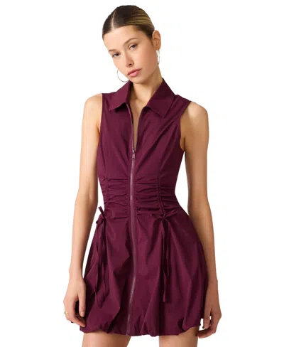 Steve Madden Women's Daisie Mini Zip-front Dress In Brown