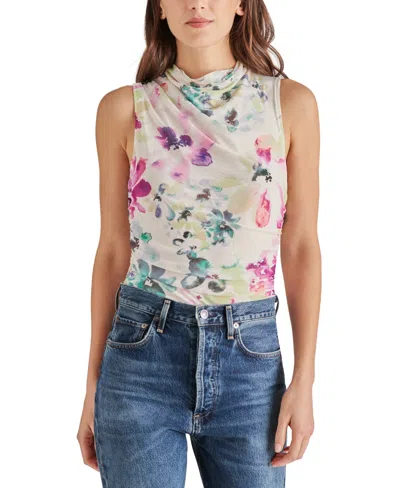 Steve Madden Women's Dalia Floral-print Draped-neck Bodysuit In Multi