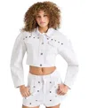 Steve Madden Damiani Grommet Denim Crop Jacket In White