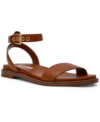 Steve Madden Women's Dandi Round Toe Flat Sandals In Brown