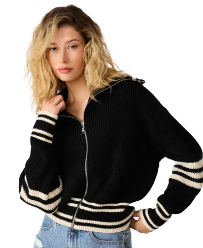 Steve Madden Dara Zippered Sweater In Black