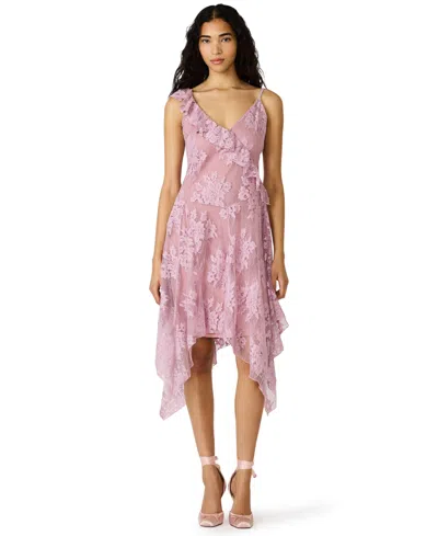 Steve Madden Dariella Lace Ruffle Asymmetric Dress In Purple