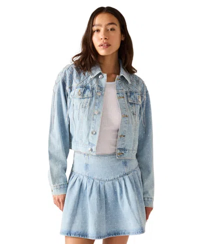 Steve Madden Women's Diamonde Long-sleeve Collared Jacket In Blue