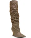 Steve Madden Women's Distortion Knee-high Wide-calf Slouch Wedge Boots In Gold