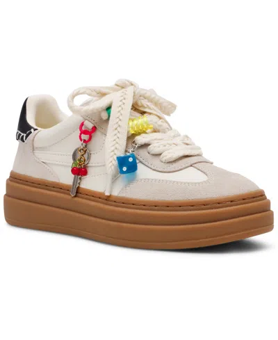 STEVE MADDEN WOMEN'S DODGE-C CHARM EMBELLISHED PLATFORM LACE-UP SNEAKERS