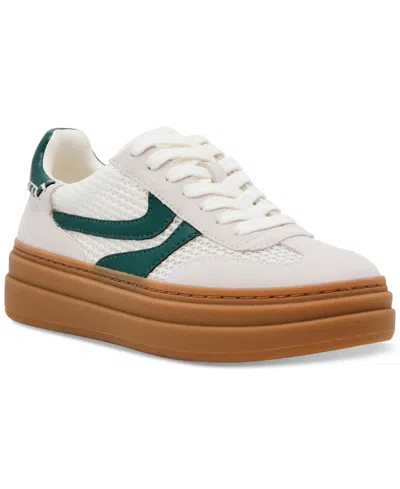 Steve Madden Women's Dodge Triple Platform Lace-up Sneakers In White,green Multi