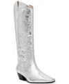 Steve Madden Dollie Western Boot In Silver Leather